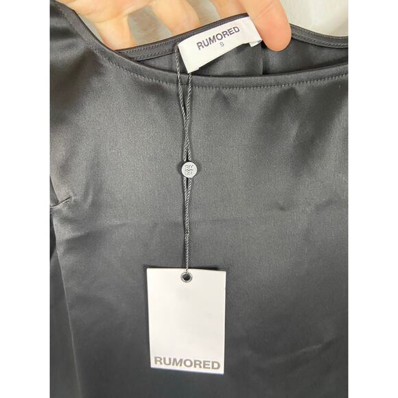 Rumored Monaco Satin Mini Dress Sleeveless Sexy Party Minimalist Chic Black Sz S - Picture 8 of 11